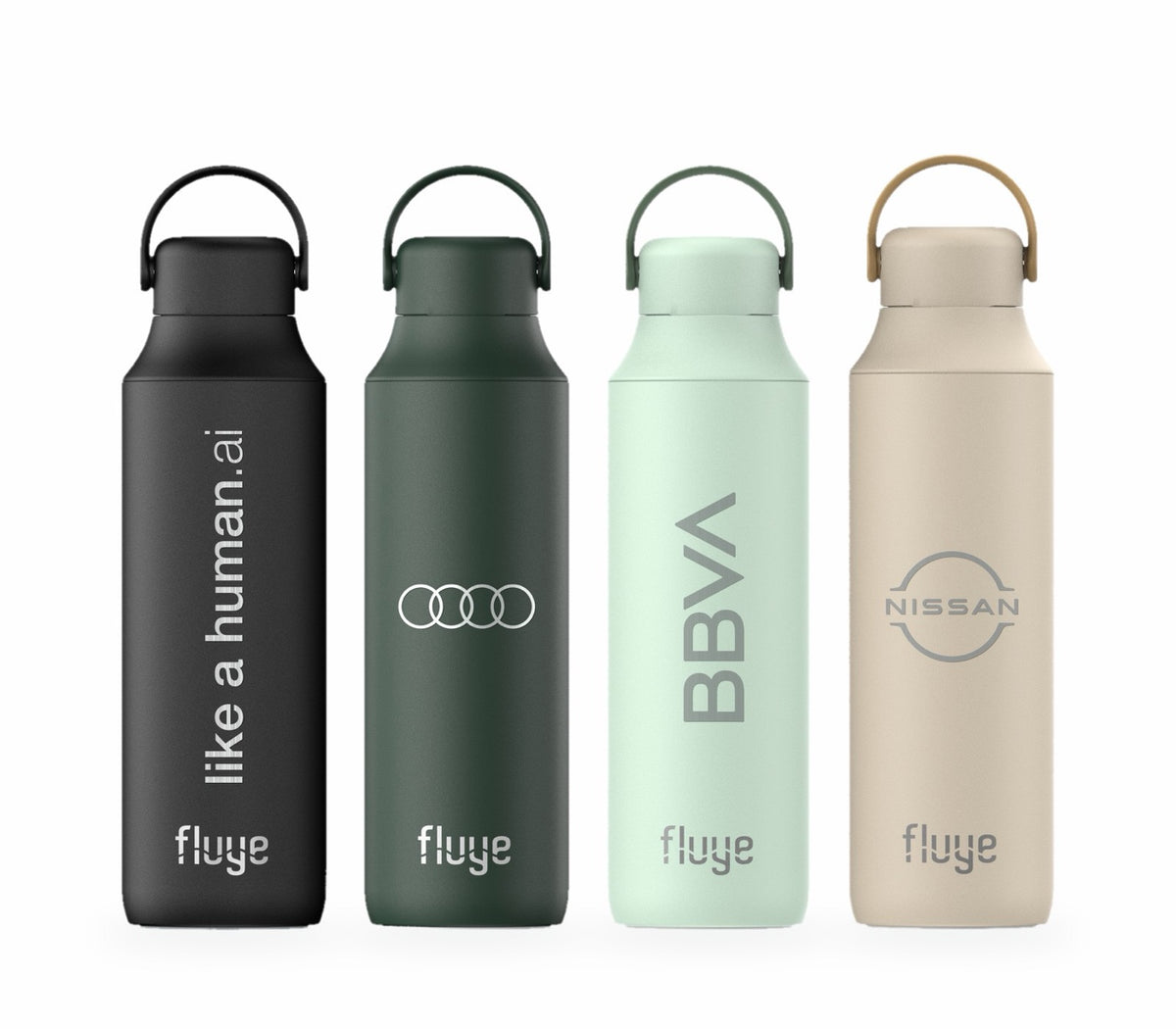 Cuatro Fluye Ceramic Pro grabadas con logos de empresa